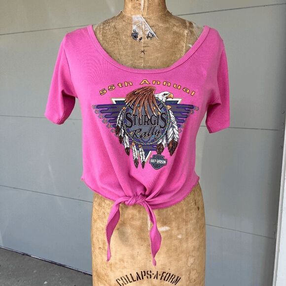 VTG '95 Harley-Davidson Motorcycle Sturgis Rally Single Stitch Tie-Up Tee - L - Picture 1 of 7